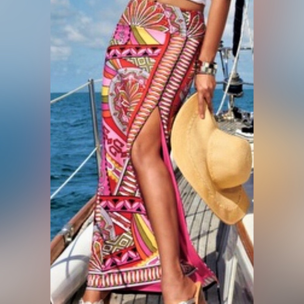 Boston Proper Muse Border Print Maxi Skirt